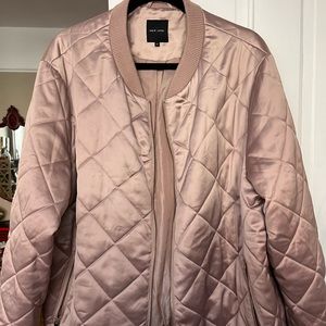 Satin Pink Quilted Bomber Jacket